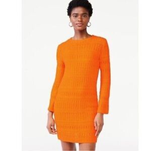 Scoop Orange Crochet Knit Dress NWT